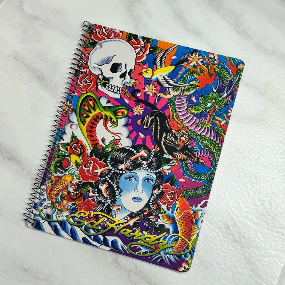 Vintage Lisa Frank x Ed Hardy Tattoo Art Spiral Notebook